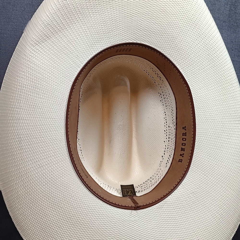 Bangora Branded Cream Straw Cowboy Hat with Band - Picture 6 of 13